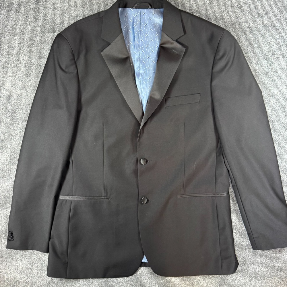 Antonio Cardinni Tuxedo Jacket 44L Black Silk Blend Super 150s 2 Button Blazer